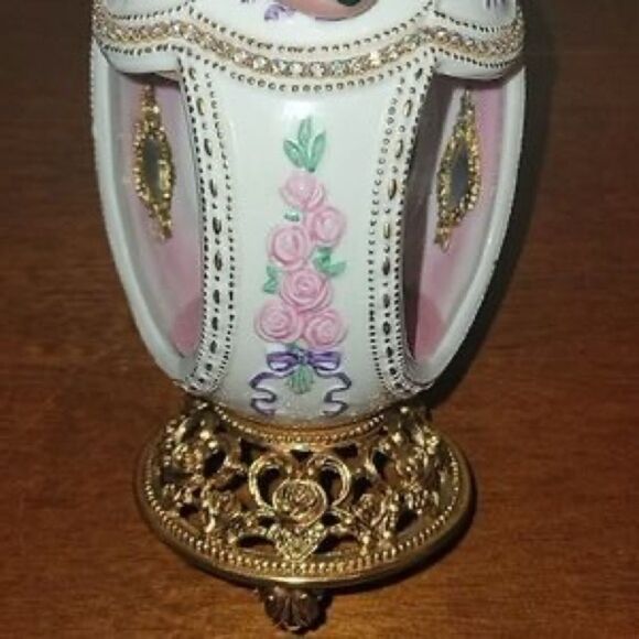 Vintage Franklin Mint House of Faberge Egg Carousel Horse Gold Plated Swarovski - Picture 8 of 10